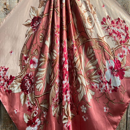 35X35" Raspberry Pink Floral Wild Rag / Scarf - W111L Slide WRC403B
