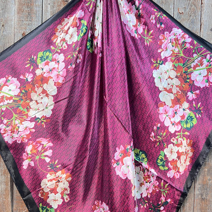 35X35"  Dark Pink Cherry Blossom Wild Rag / Scarf WR407NW