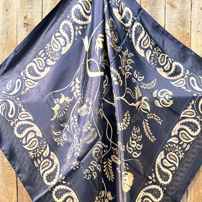 35X35" Blue and Cream Paisley Wild Rag / Scarf WR433