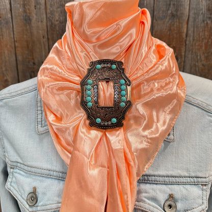 35X35" Solid Peach Wild Rag / Scarf WRS24 - Buckle Wild Rag Slides - Assorted