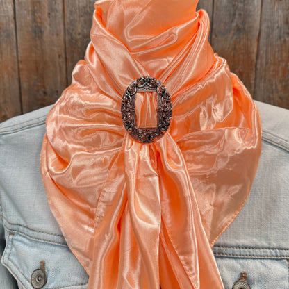 35X35" Solid Peach Wild Rag / Scarf WRS24 - Buckle Wild Rag Slides - Assorted