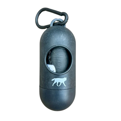 compostable plant-based dog poop bags + bamboo dispenser