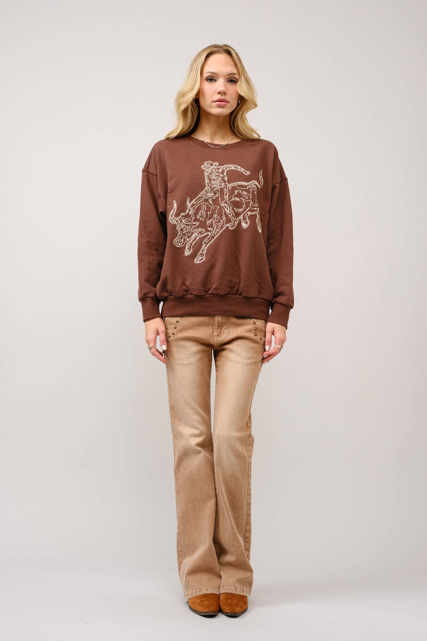 Bull Rider Embroidered Sweatshirt