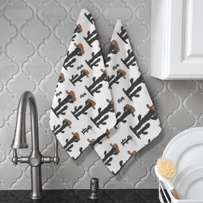 Cowboy Cactus Set of 2 Kitchen Dish Towels Made in America