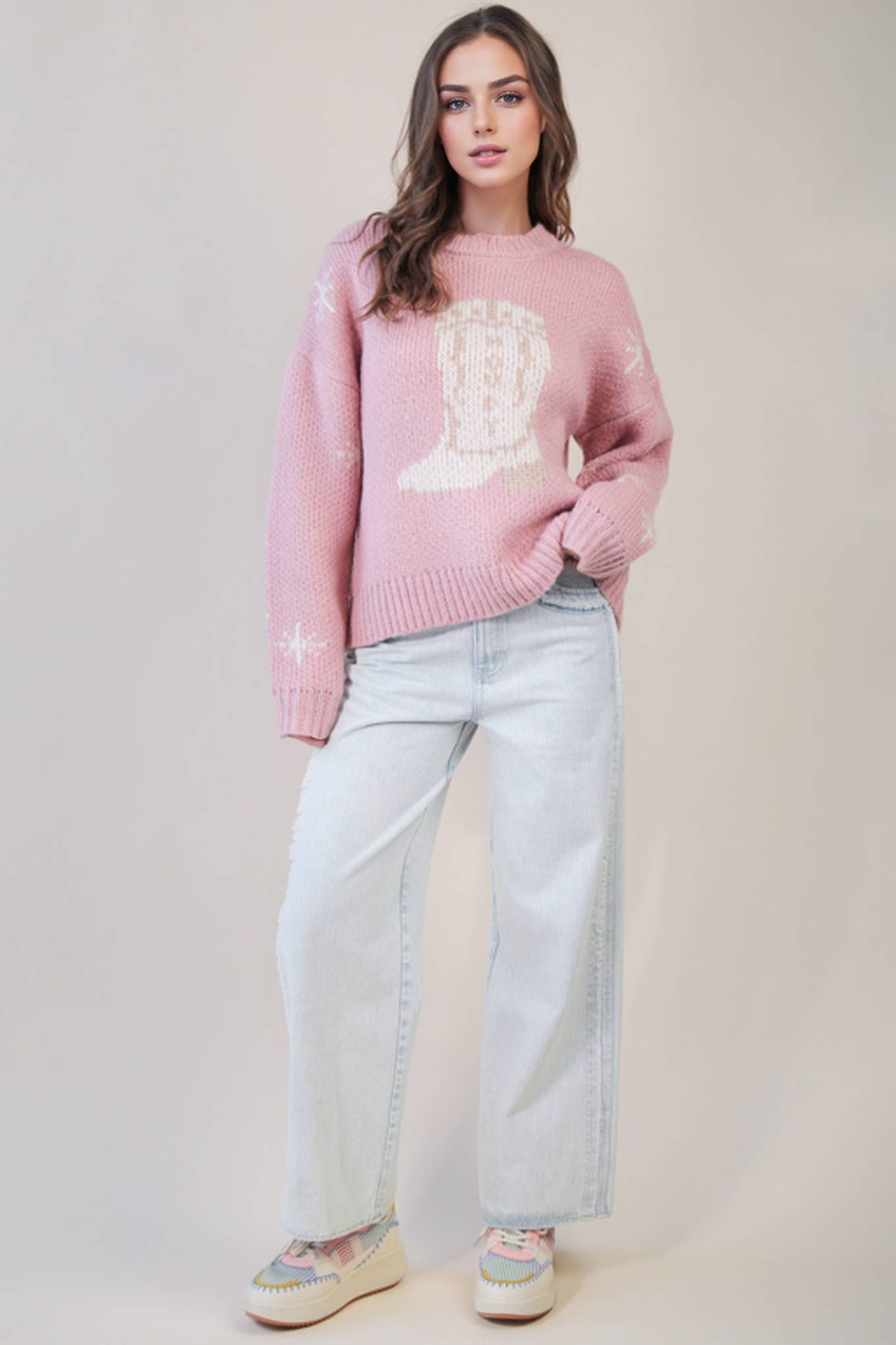 Cowboy Boots Knit Sweater - large remaining