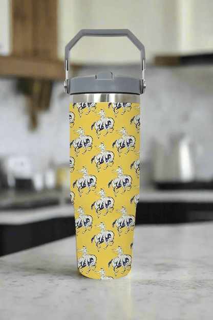 Cowboy Up Yellow Retro Print 30oz Tumbler