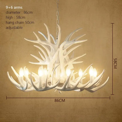 DecorBites™ Antler Chandelier: American Retro Resin Horn Deer Lamps for Rustic Indoor Decor