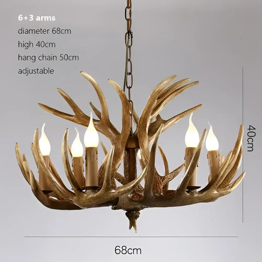 DecorBites™ Antler Chandelier: American Retro Resin Horn Deer Lamps for Rustic Indoor Decor