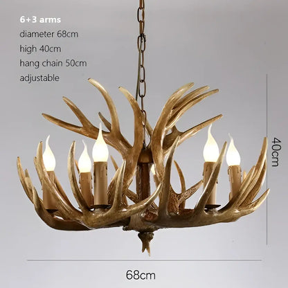 DecorBites™ Antler Chandelier: American Retro Resin Horn Deer Lamps for Rustic Indoor Decor