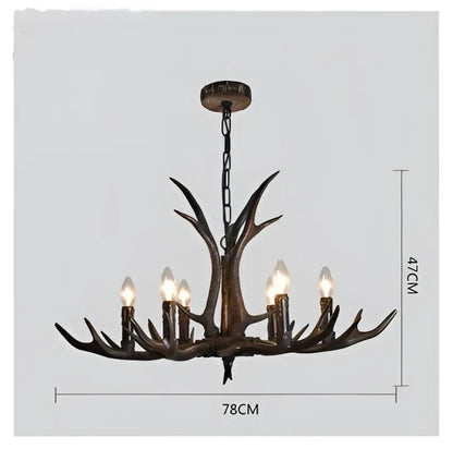DecorBites™ Antler Chandelier: Retro Resin Pendant Lamp for Living Room, Modern Rustic Lighting