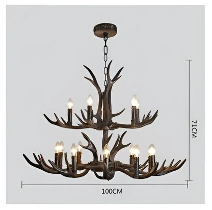 DecorBites™ Antler Chandelier: Retro Resin Pendant Lamp for Living Room, Modern Rustic Lighting