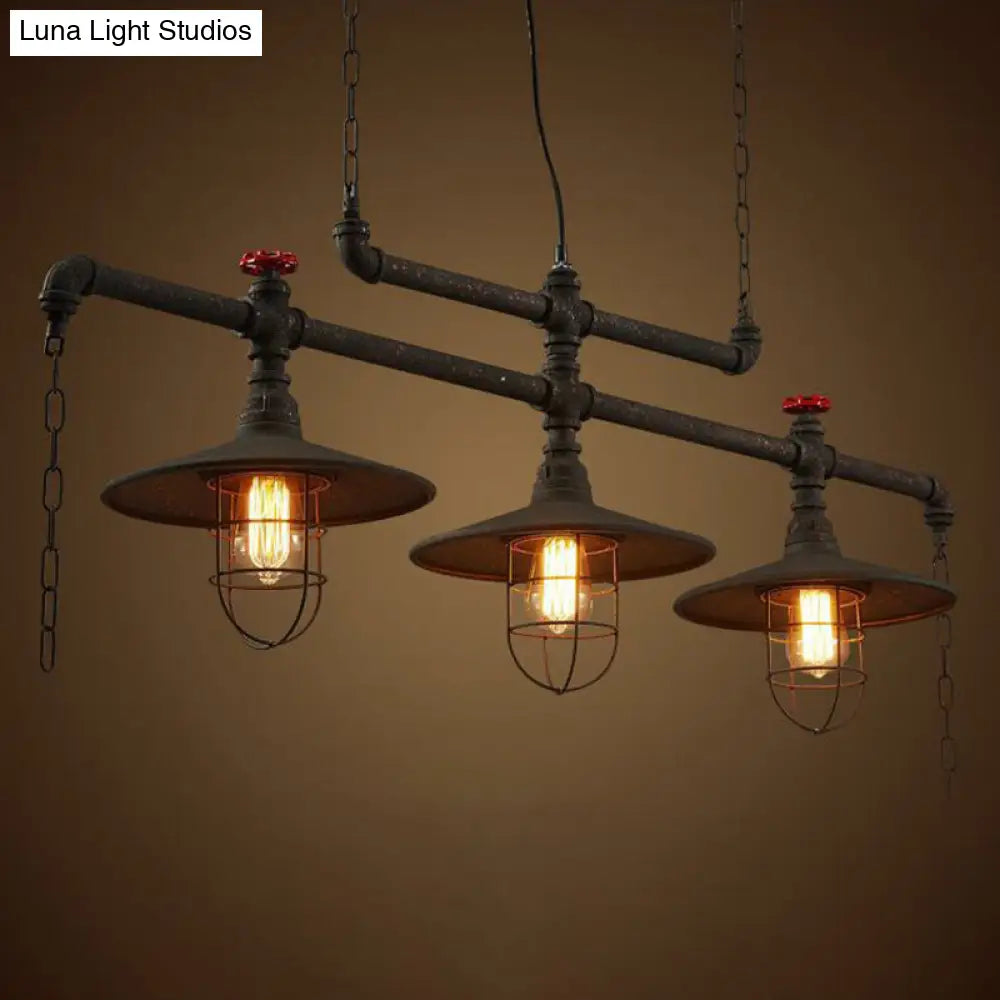 DecorBites™ Rustic Iron Saucer Pendant Lamp with Cage Guard - Island Lighting for Dining Room - Black