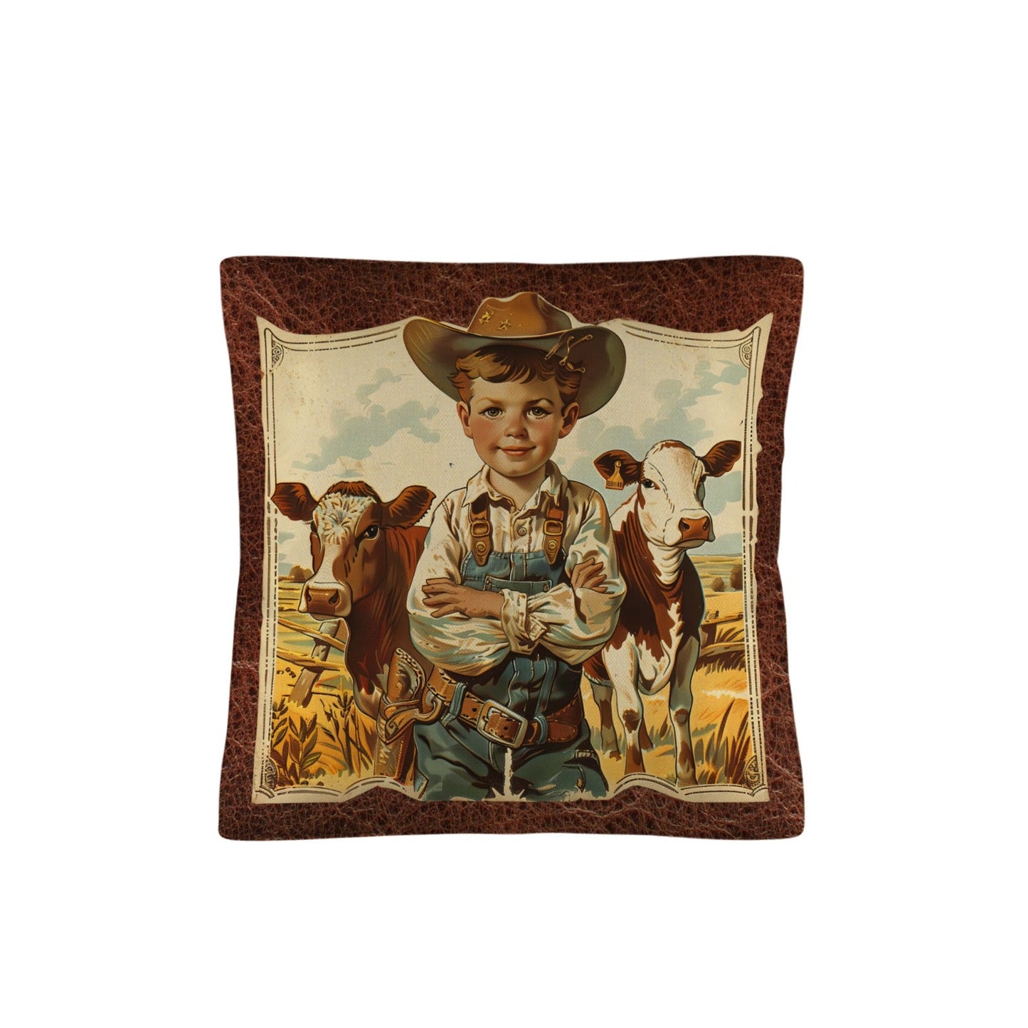 Vintage Cowboy Pillow Case Made in America