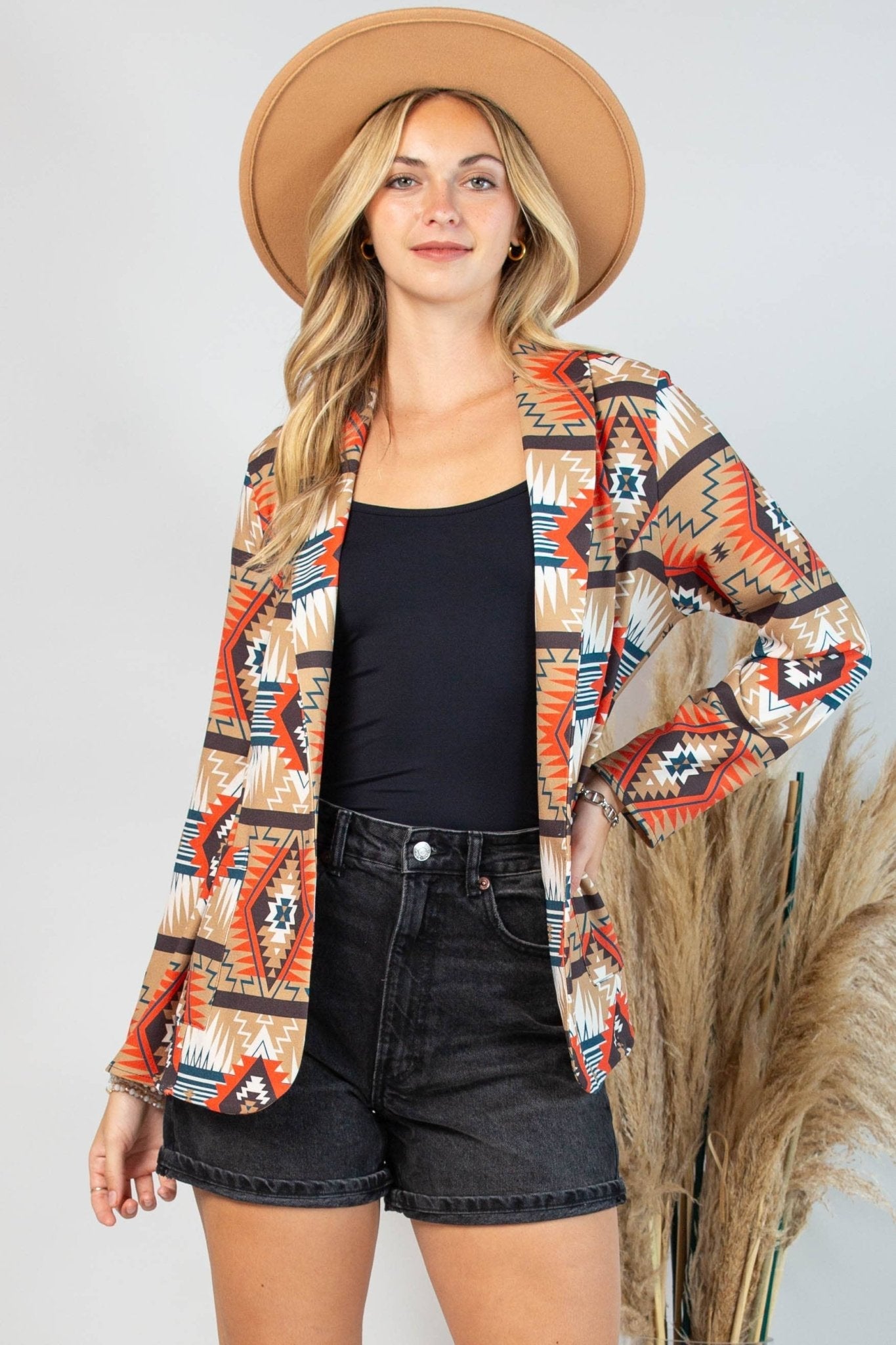 Ella Aztec Print Blazer with Pocket - medium remaining