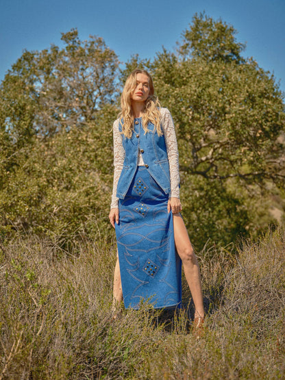 Gold Rush Button Denim Vest