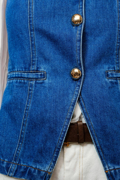 Gold Rush Button Denim Vest