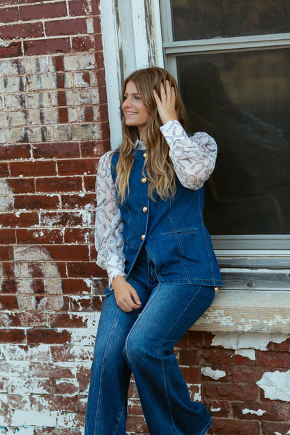 Gold Rush Button Denim Vest