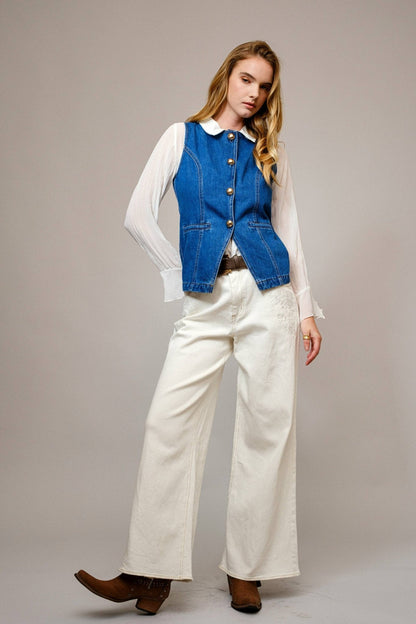 Gold Rush Button Denim Vest