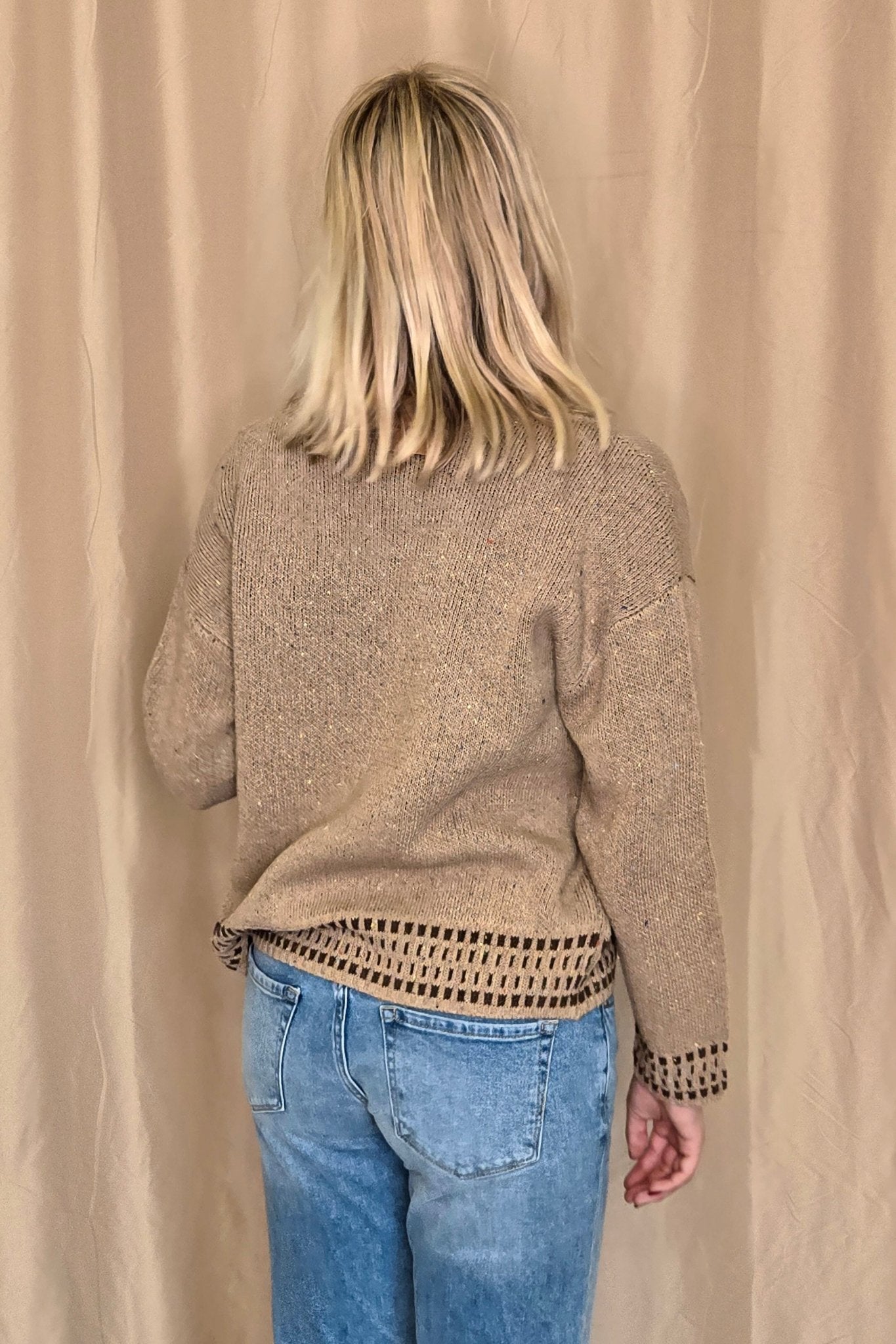Horse Jacquard Long Long Sleeve Knit Sweater - charcoal medium remains