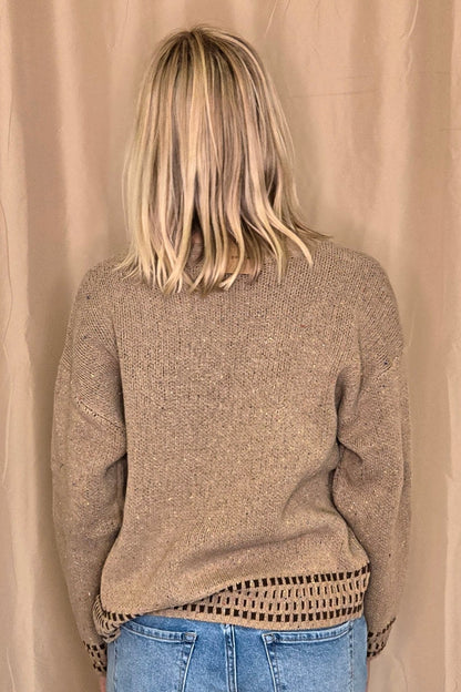 Horse Jacquard Long Long Sleeve Knit Sweater - charcoal medium remains