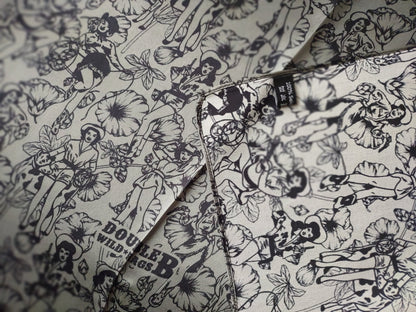 Wild Rag 100% SILK Dark Grey Pin Up Cowgirls and Hollyhock flowers Cowboy Western Neck Scarf Bandanna by Double B Wild Rags