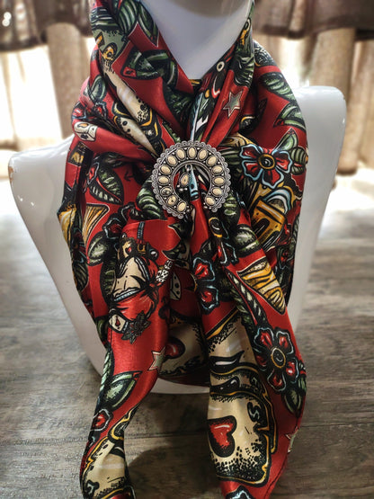 Wild Rag 100% SILK Deep Red Wild West Saloon Casino Cowboy Western Neck Scarf Bandanna by Double B Wild Rags