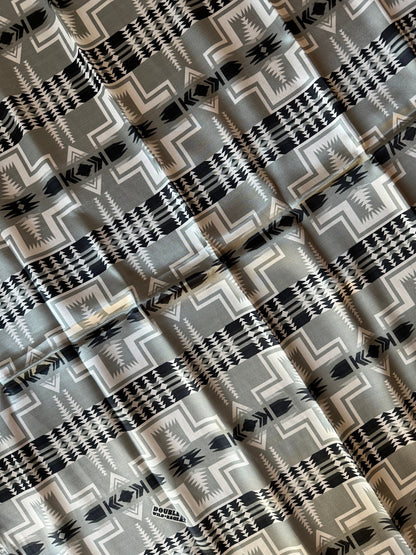 Silk Wild Rag Black and Silver Navajo Native Print by Double B Wild Rags