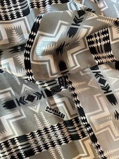Silk Wild Rag Black and Silver Navajo Native Print by Double B Wild Rags
