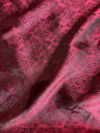 Jacquard Wild Rag Aztec Native tribal inspired neck scarf by Double B Wild Rags red green brown blue black