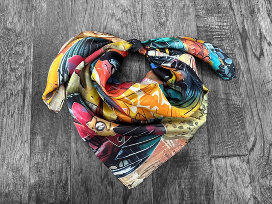 100% Silk Wild Rag Graffiti Holstein Cow by Double B Wild Rags