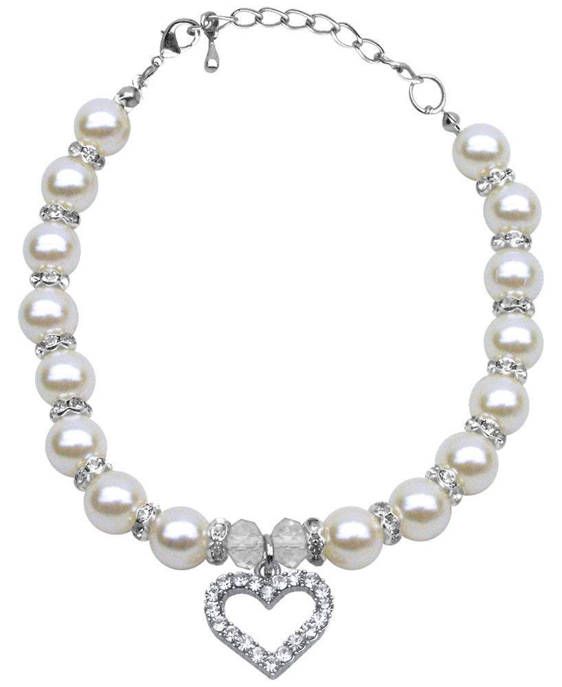 Heart & Pearl Crystal Dog, Cat and Pet Necklaces