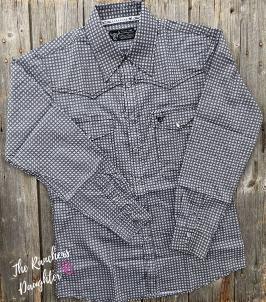 Charcoal Wavy Square Men’s Western Shirt