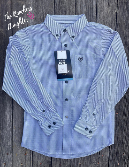 Ariat Boys Pro Series Dayne Mini Stripe Classic Fit Western Shirt