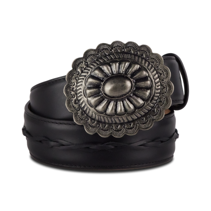 1.5 Woven Belt with Round Buckle-Jet Black