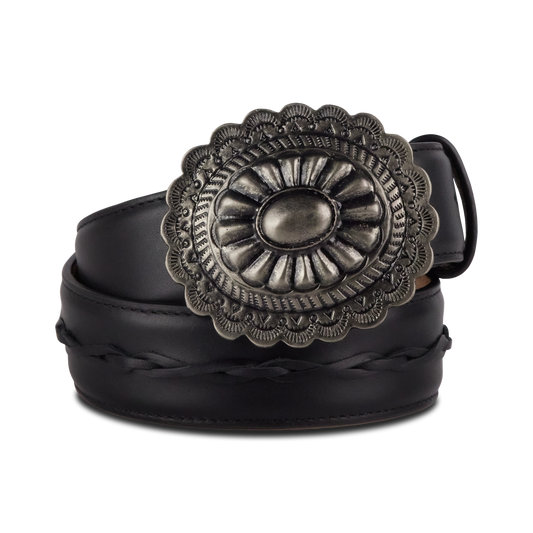 1.5 Woven Belt with Round Buckle-Jet Black