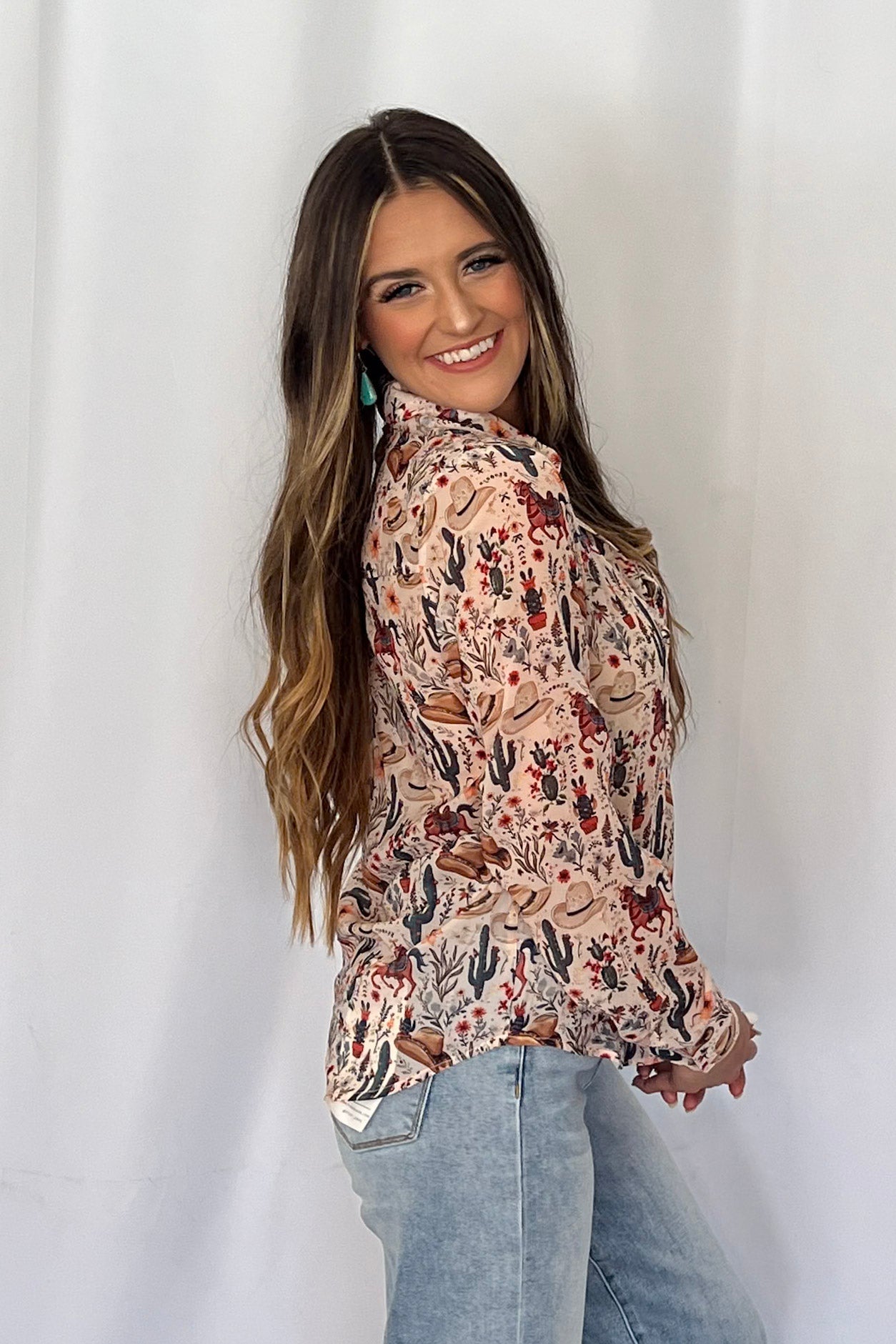 Painted Desert Chiffon Button Up Blouse