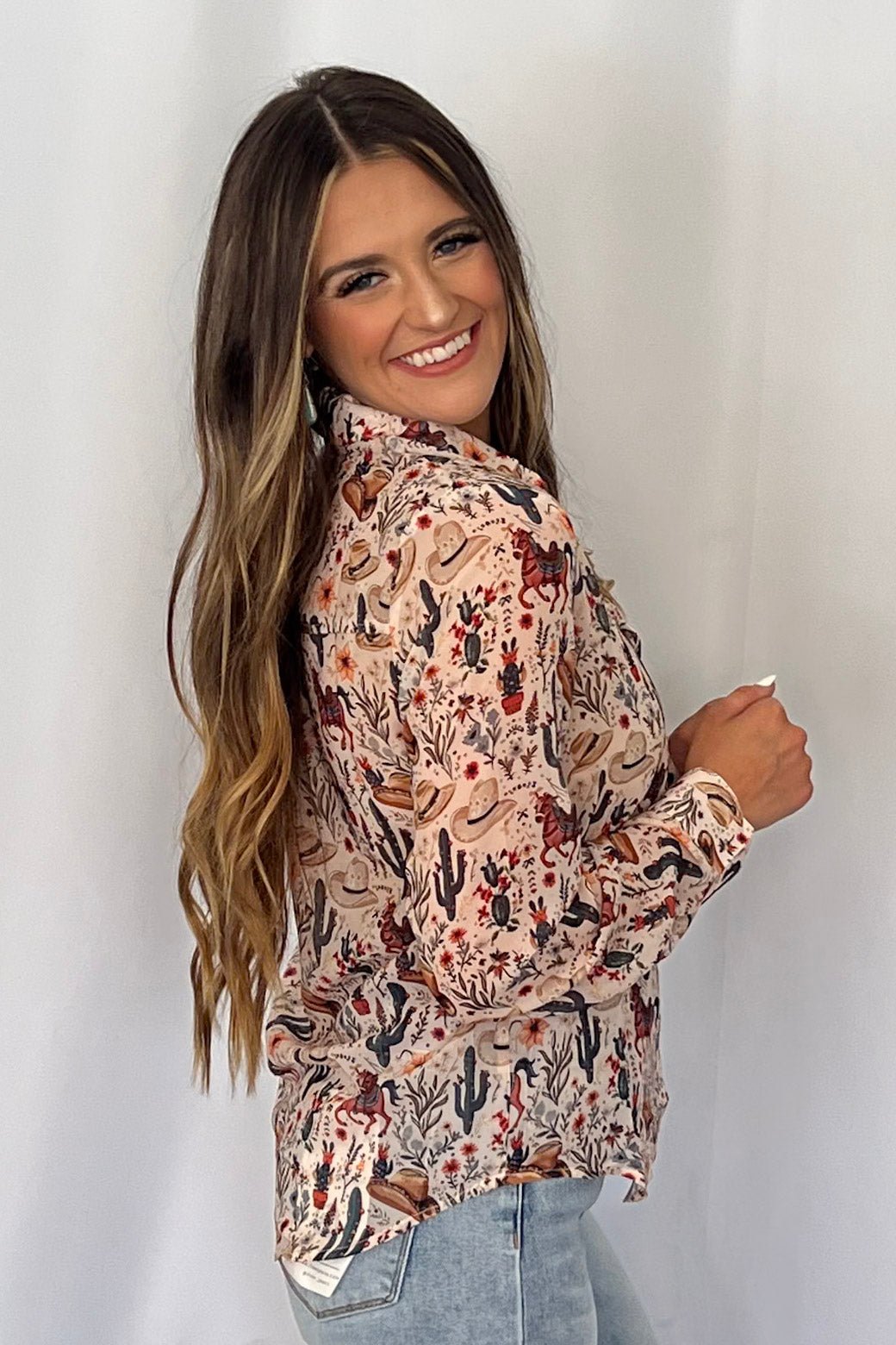 Painted Desert Chiffon Button Up Blouse