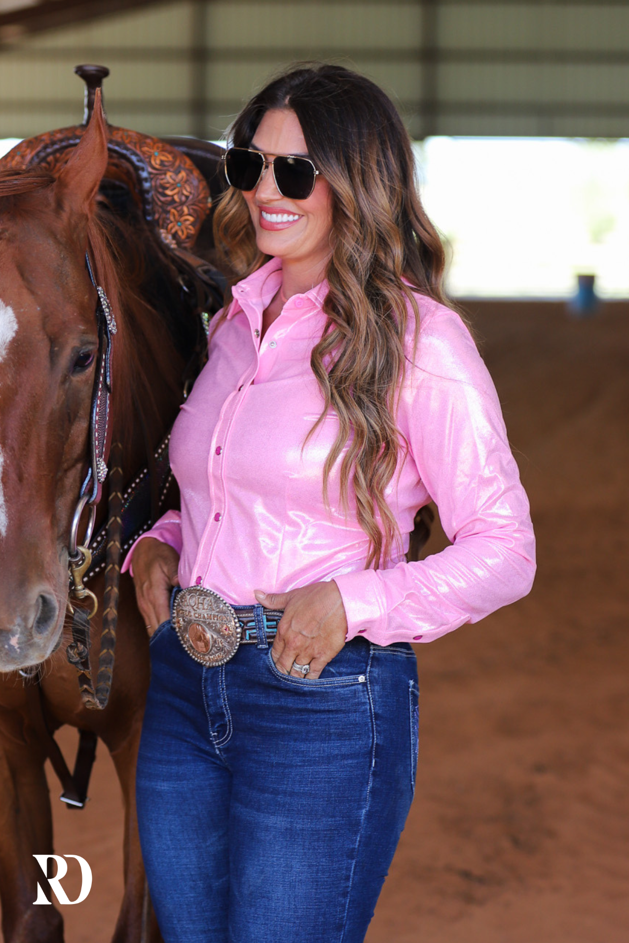 Petal Pink Sparkle Performance Rodeo Top