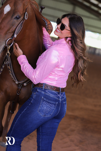 Petal Pink Sparkle Performance Rodeo Top