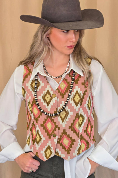 Pink Southwest Tapestry Vest