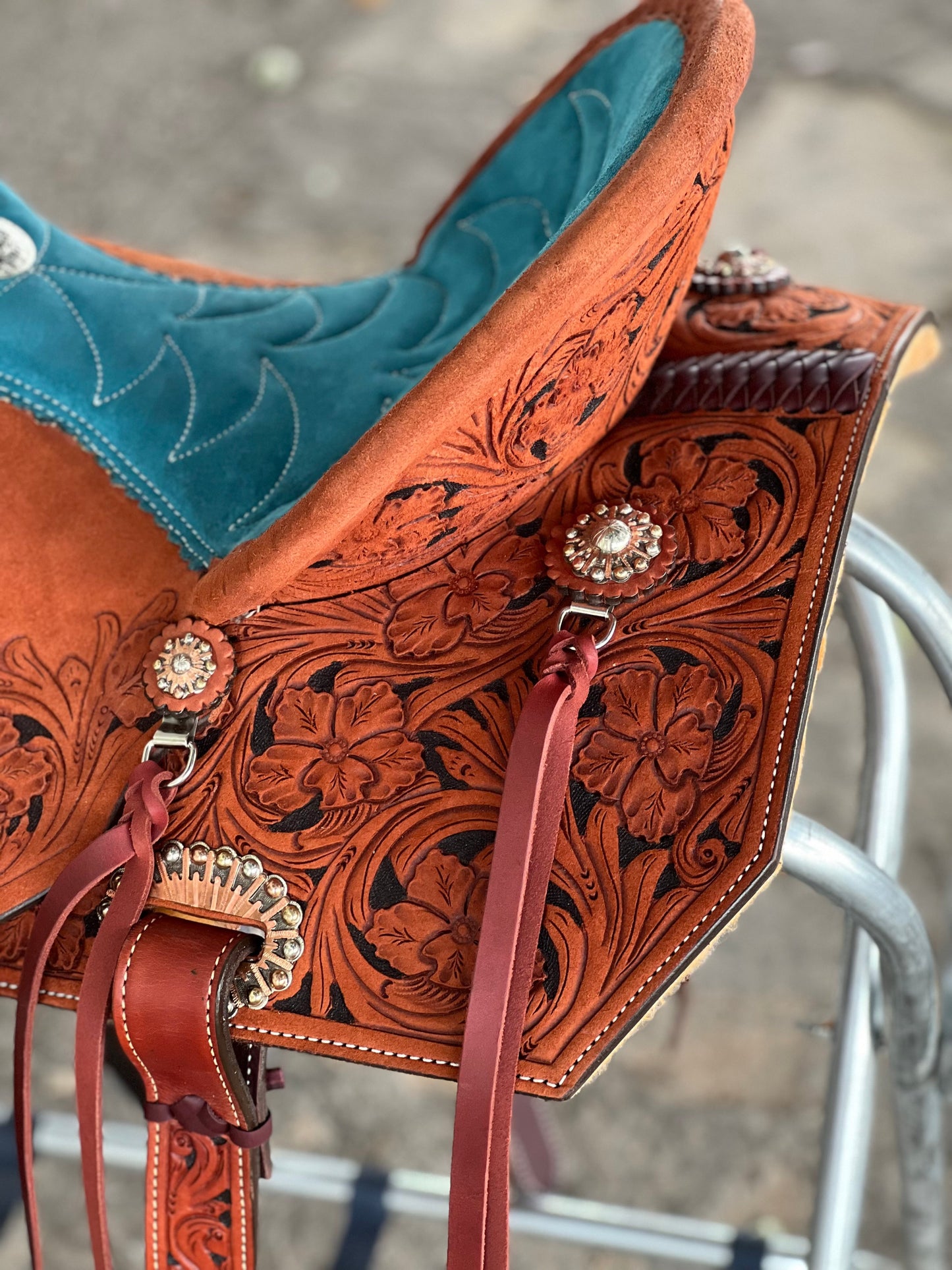 14.5" Ranshe Turquoise Barrel Saddle
