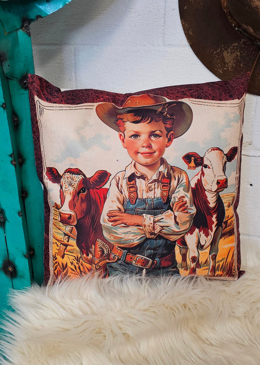 Vintage Cowboy Pillow Case Made in America