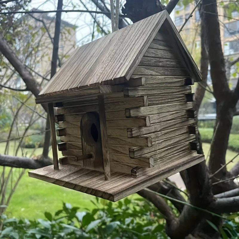 DecorBites™ Rustic Wooden Birdhouse for Hummingbirds & Small Birds