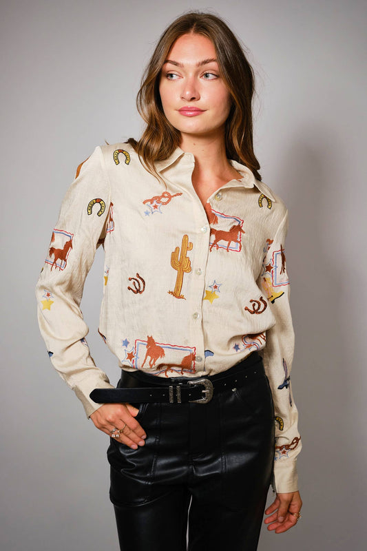 She's Western Embroidered Shirt
