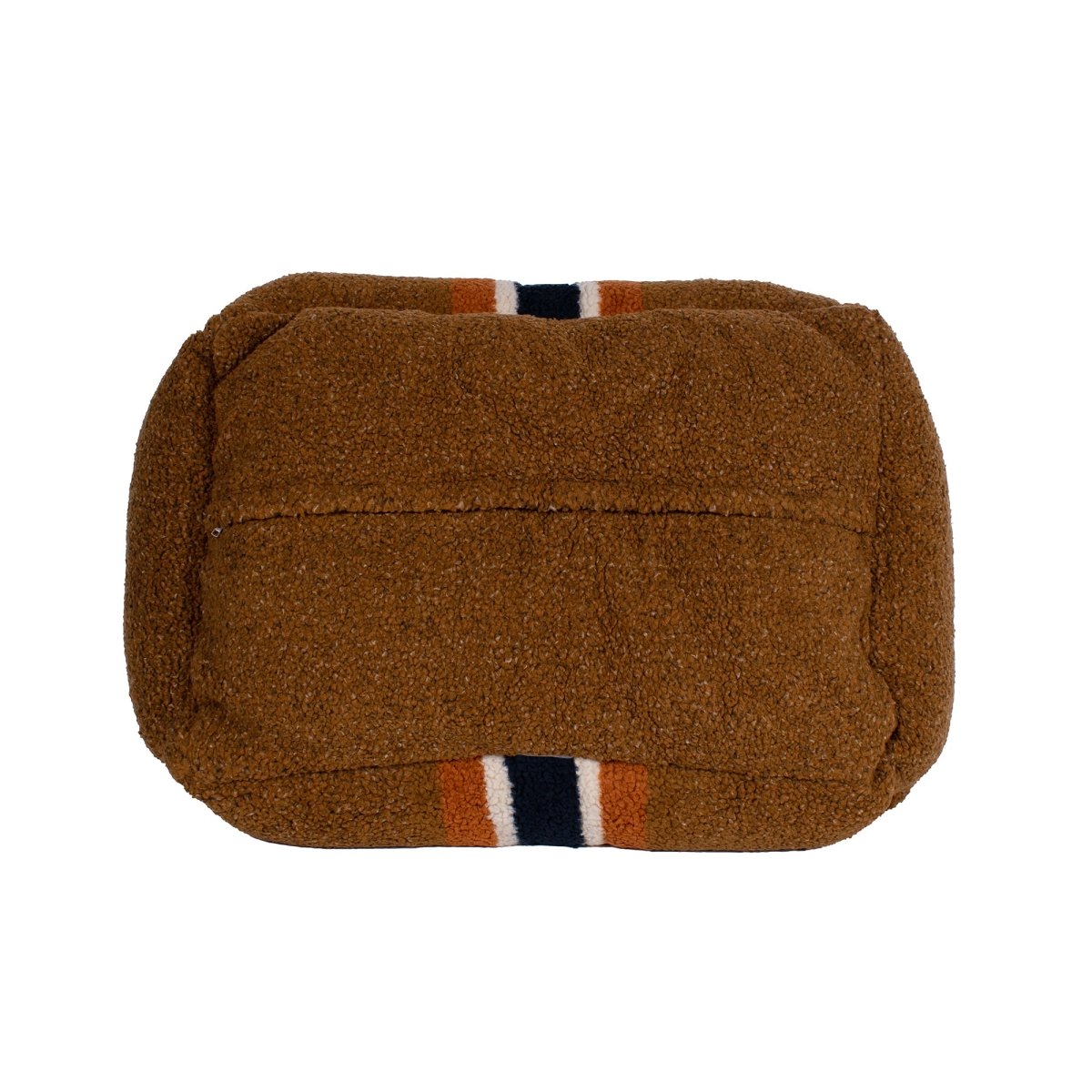 Shinola Brand Stripe Kuddle Berber Dog Bed Rust