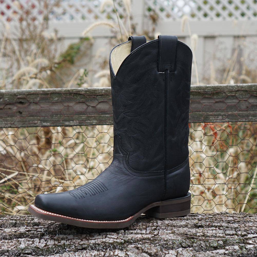 靴 Squaretoe Leather Sabot / 37 / black Black Square Toe Leather Cowboy Boots H4002 – Out West Tack