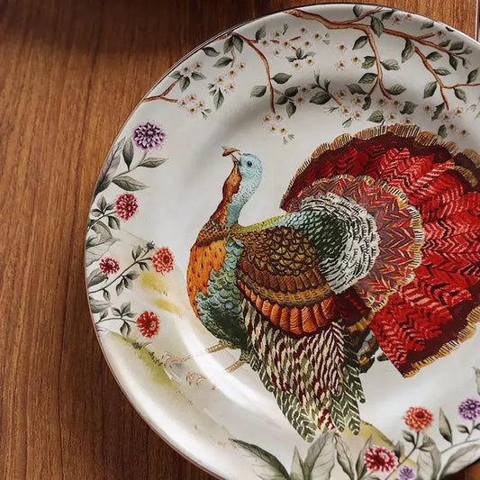 Vintage turkey ceramic western steak fruit dishes dining room decor