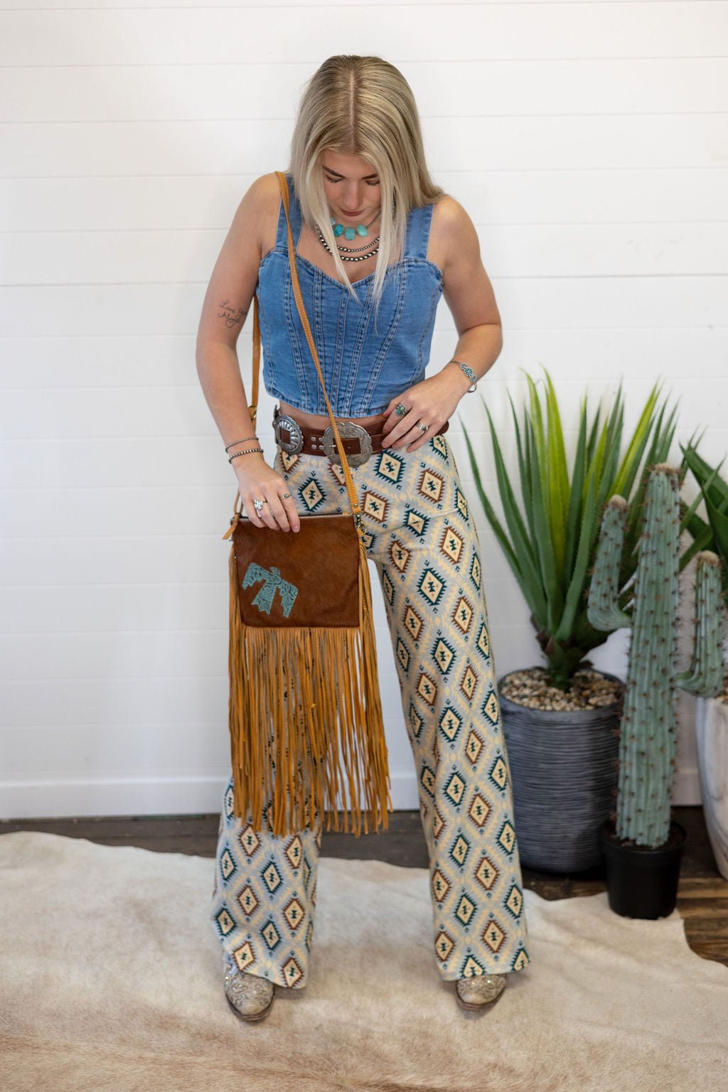 Washed Denim Bustier Top