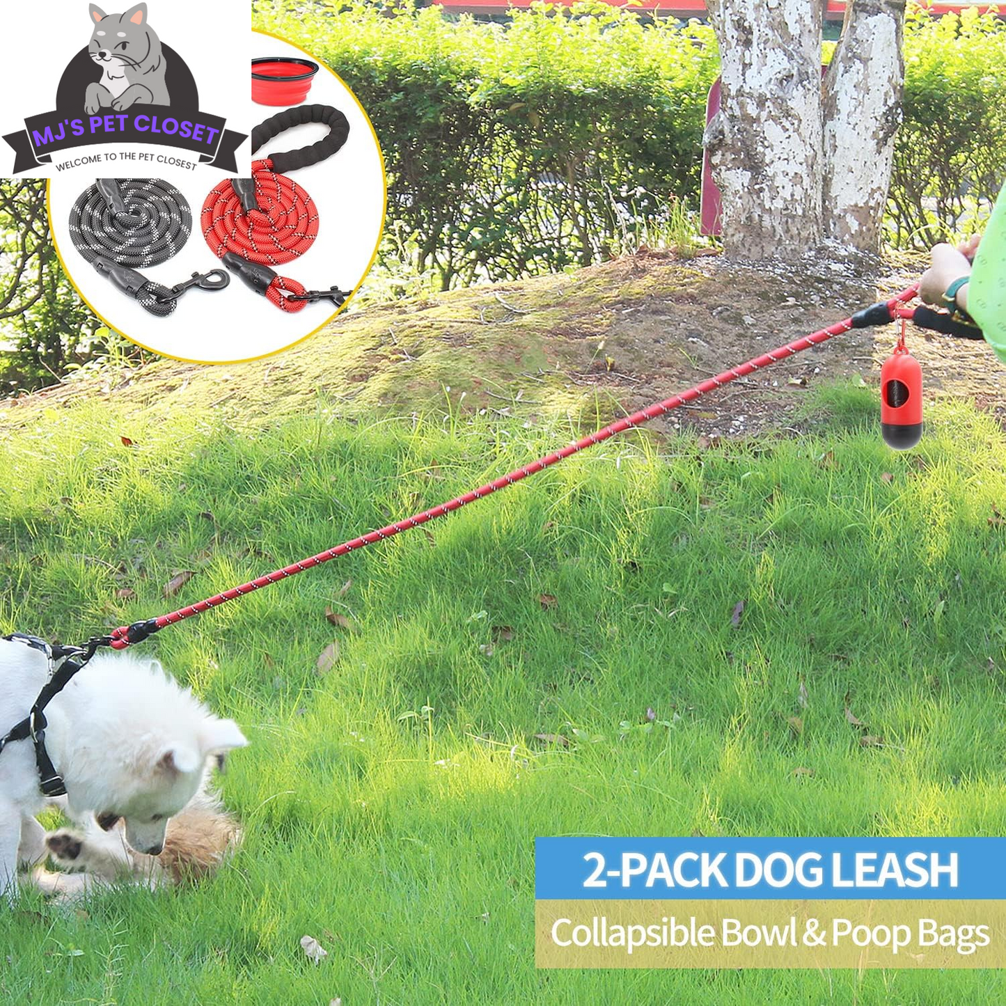 Upgrade your walks with our 2-Pack 5/6 FT Dog Leashes! 🐾✨ Featuring comfy padded handles and reflective threads for safety, perfect for all dog sizes! 🐶❤️