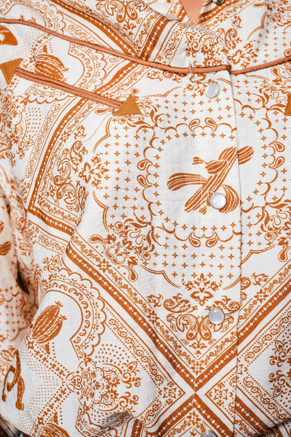 Rust Bandana Vintage Western Snap-Front Shirt